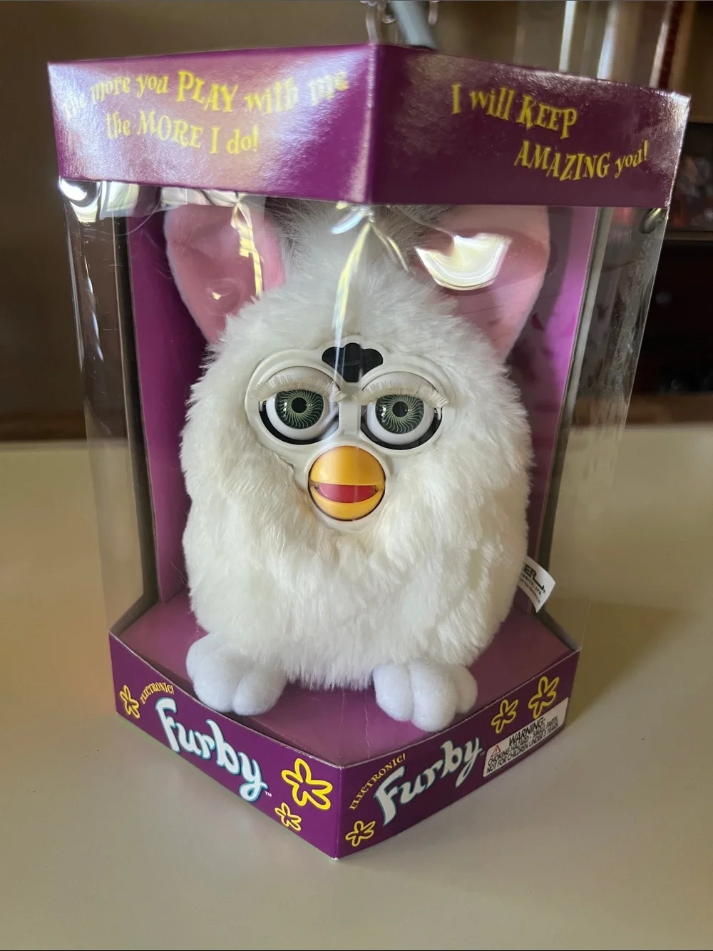 Hasbro Vintage Furby Electronic Pet - White with Pink Ears